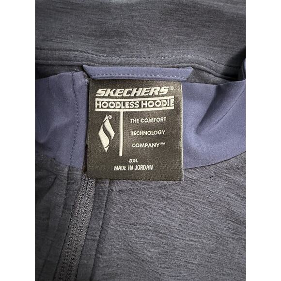 NEW Skechers Jacket Mens 3XL Hoodless Hoodie Full Zip Knit Sweat Mock Neck Navy - Picture 4 of 5